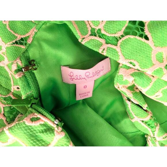 RARE Lilly Pulitzer Green Lace Fit & Flare Dress – Size 0 – EUC - Picture 11 of 12